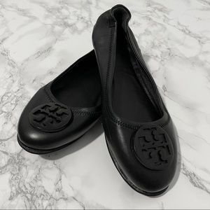 EUC Tory Burch Minnie Travel Ballet Flat Black Size 7.5